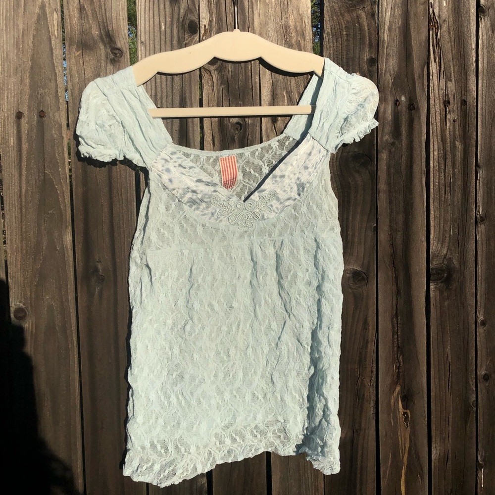 Free People lace puff sleeve blouse